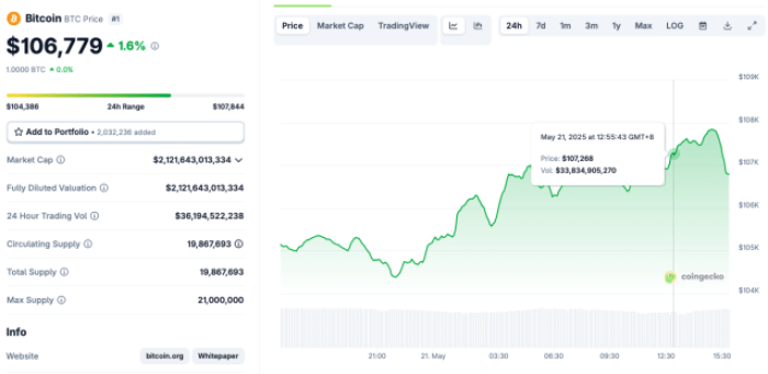 Bitcoin chart from CoinGecko