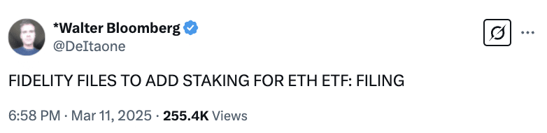 Walter Bloomberg sobre el ETF ETH