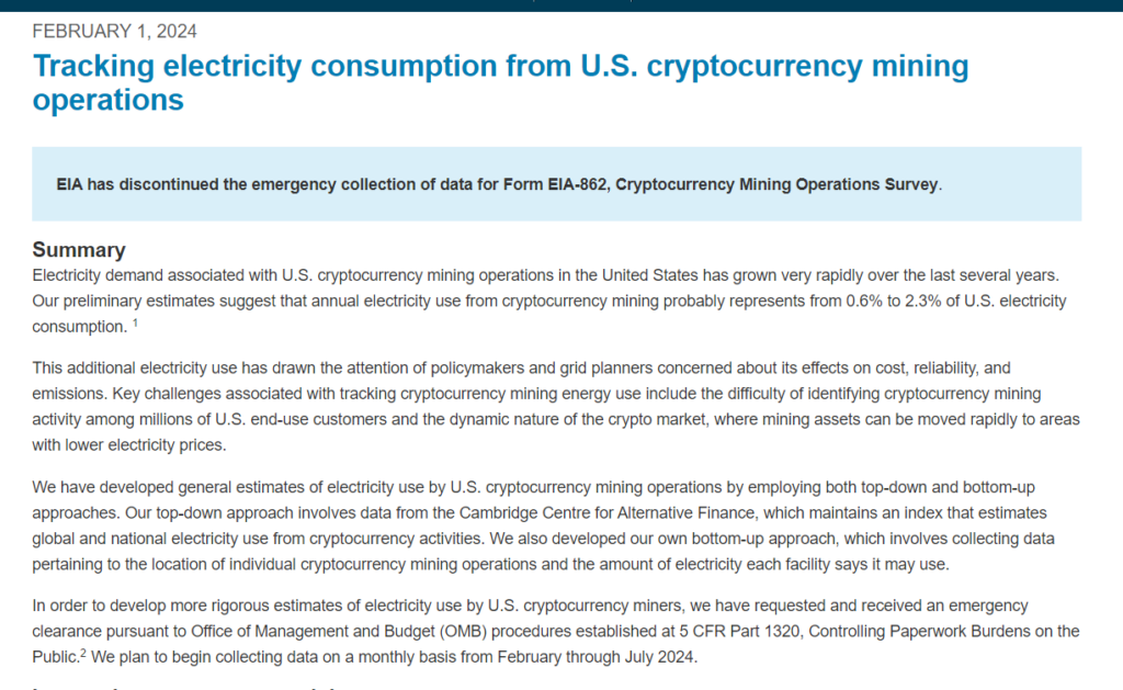 Cryptocurrency Mining's Power Drain" Source: U.S. Energy Information Administration (EIA)