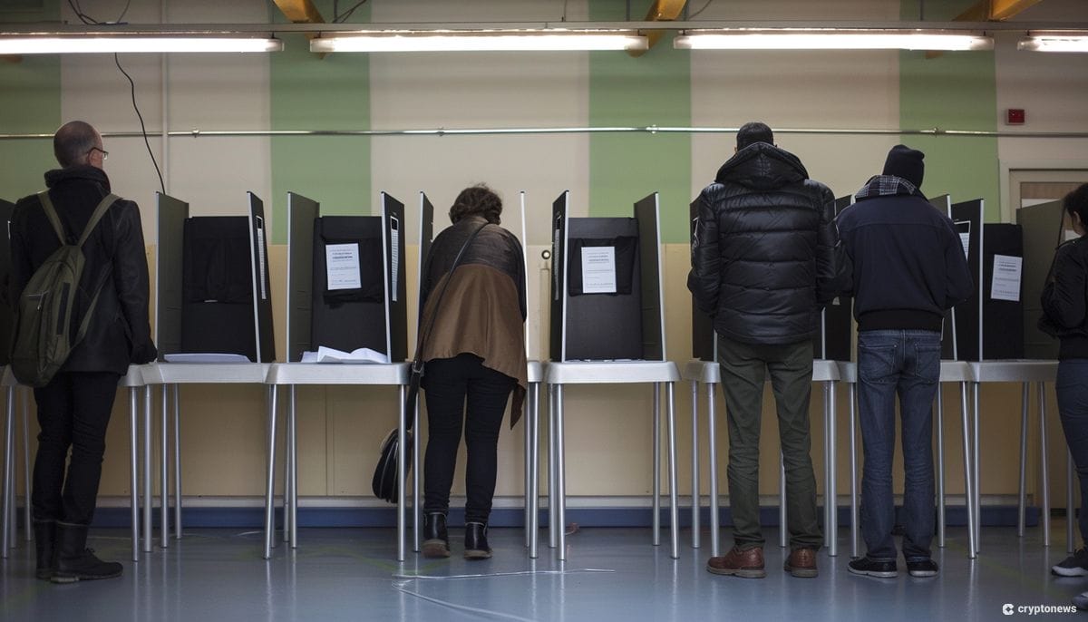 Labour UK Election Win May Not Derail Conservative Crypto Plans, people lining at a voting station