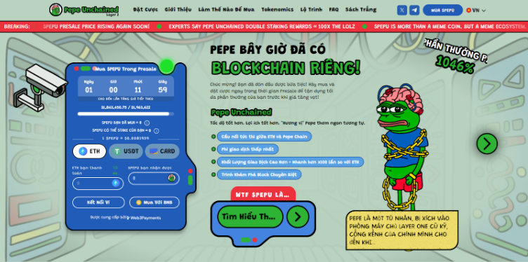 Pepe Unchained vượt mốc huy động 1,7 triệu USD