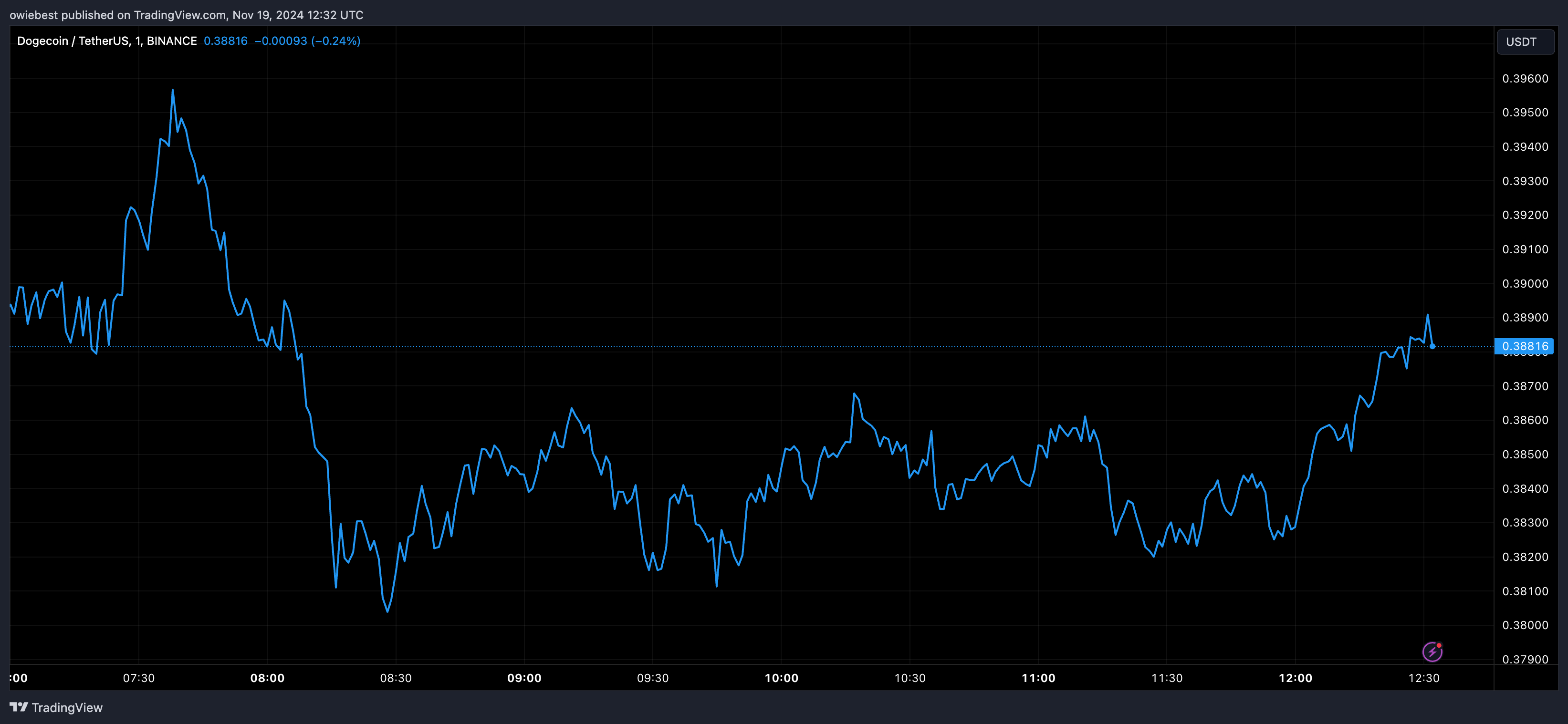 Dogecoin price chart from Tradingview.com (PEPE)