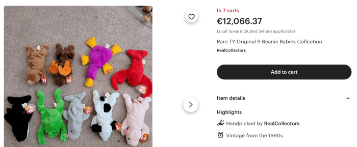 Expensive Beanie Babies Collection Being Sold on Etsy