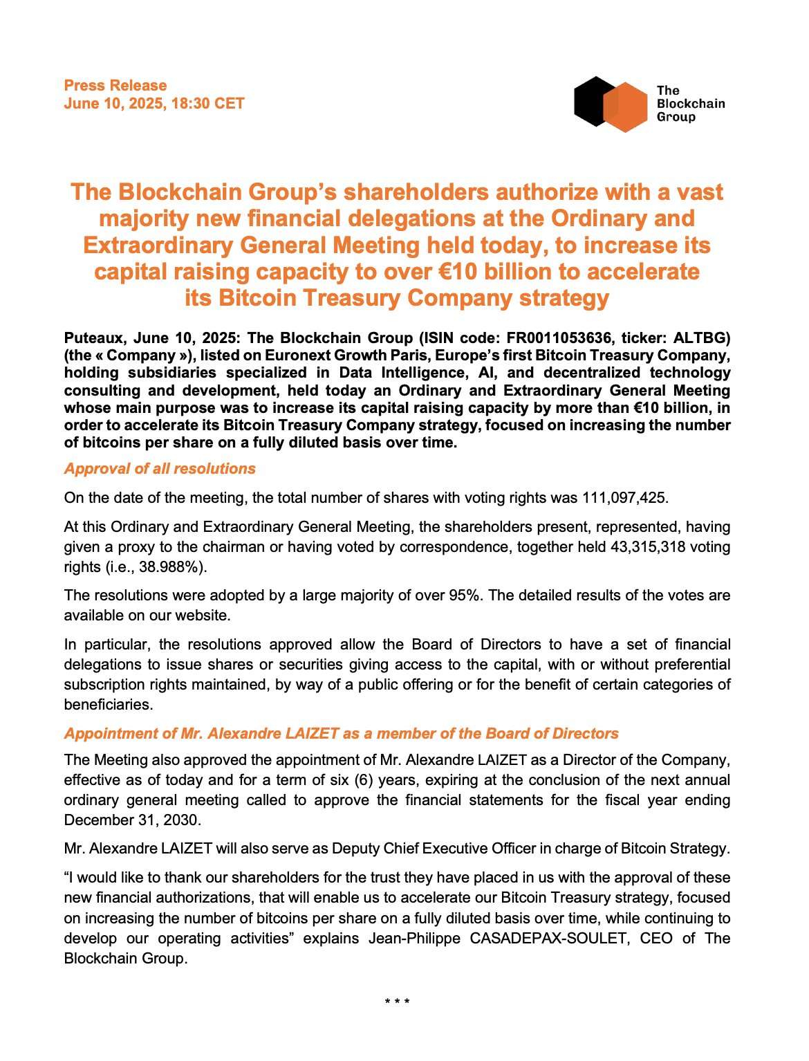 French version of MicroStrategy? The Blockchain Group boldly claims to  raise 10 billion euros to establish a Bitcoin treasury. | PANews on Gate  Square