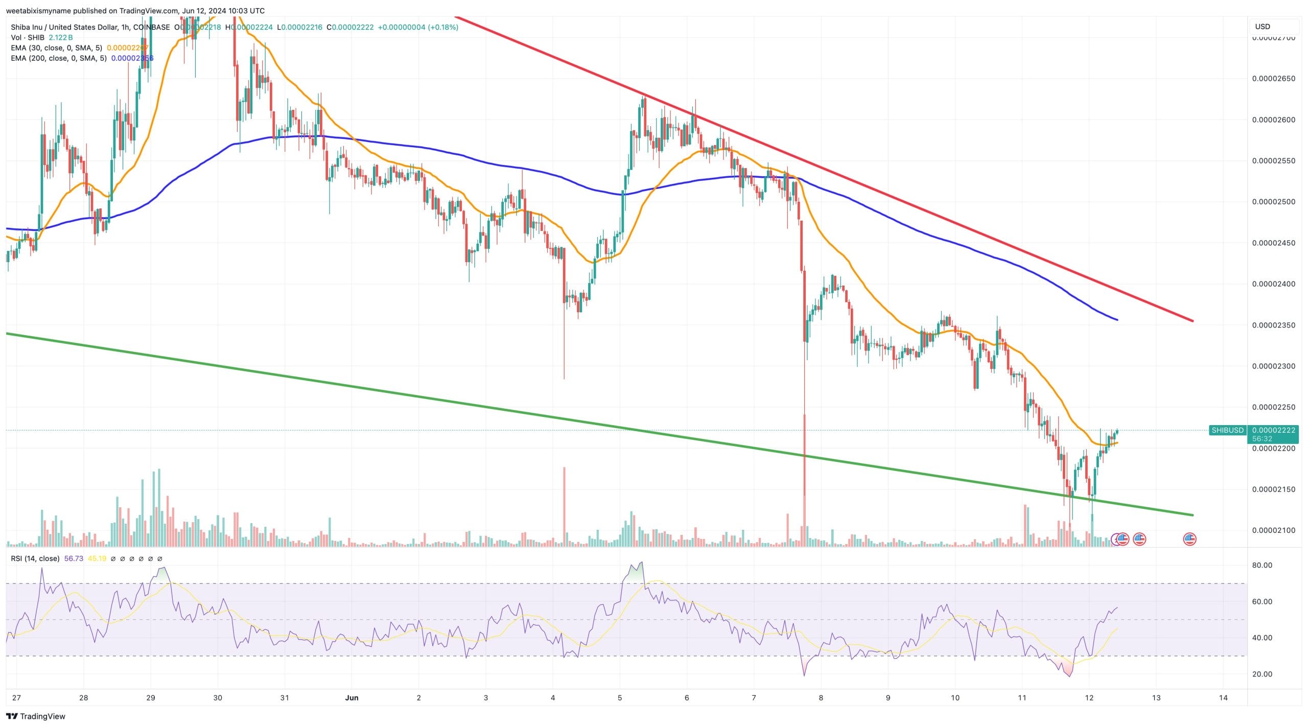 Shiba Inu price chart.