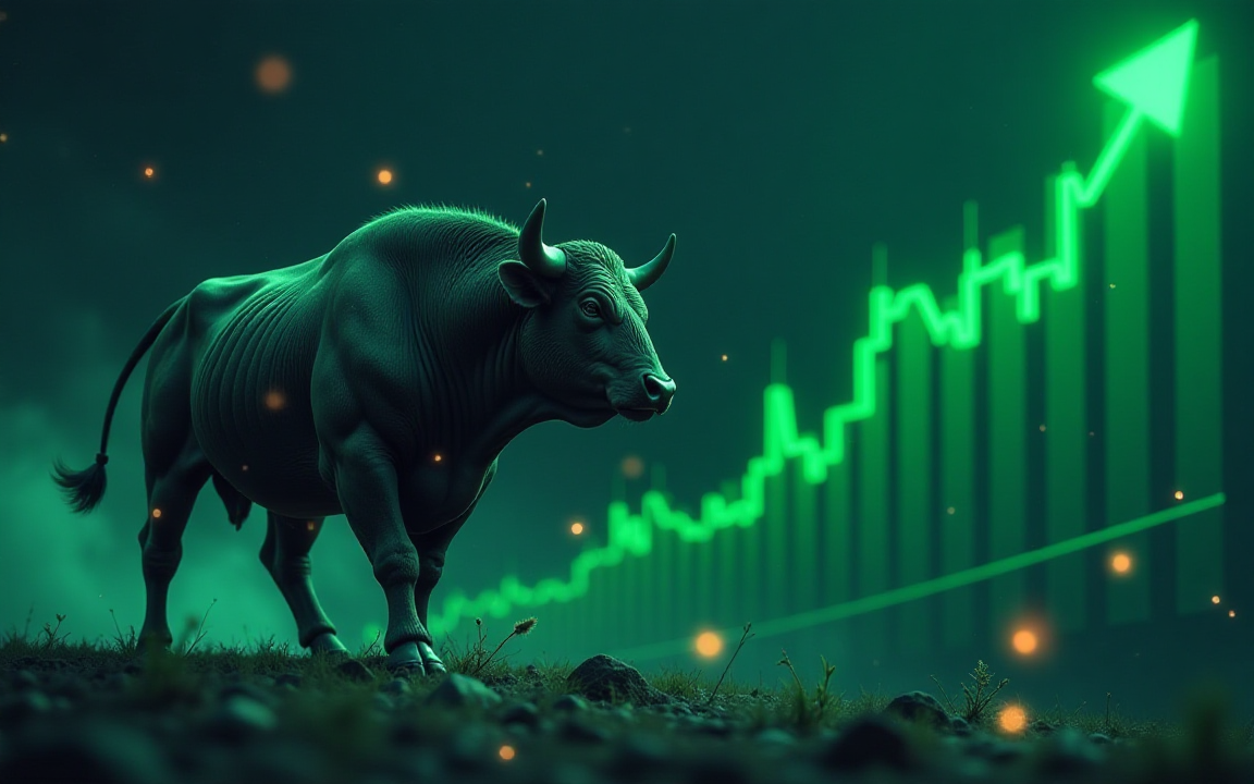 Un toro caminando en una atmósfera verde