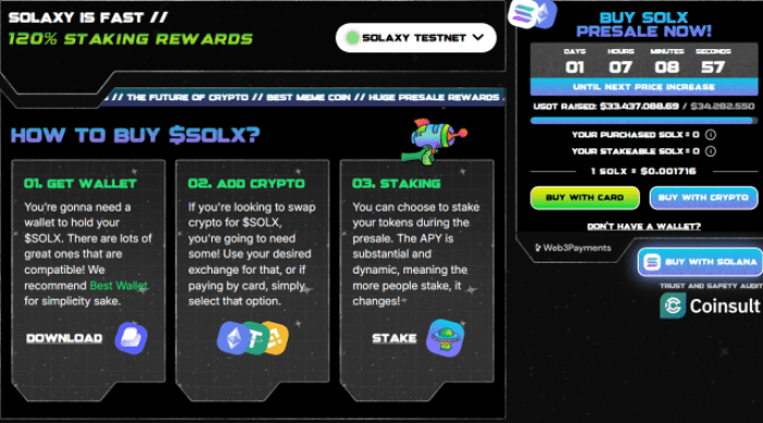 Website de pré-venda Solaxy