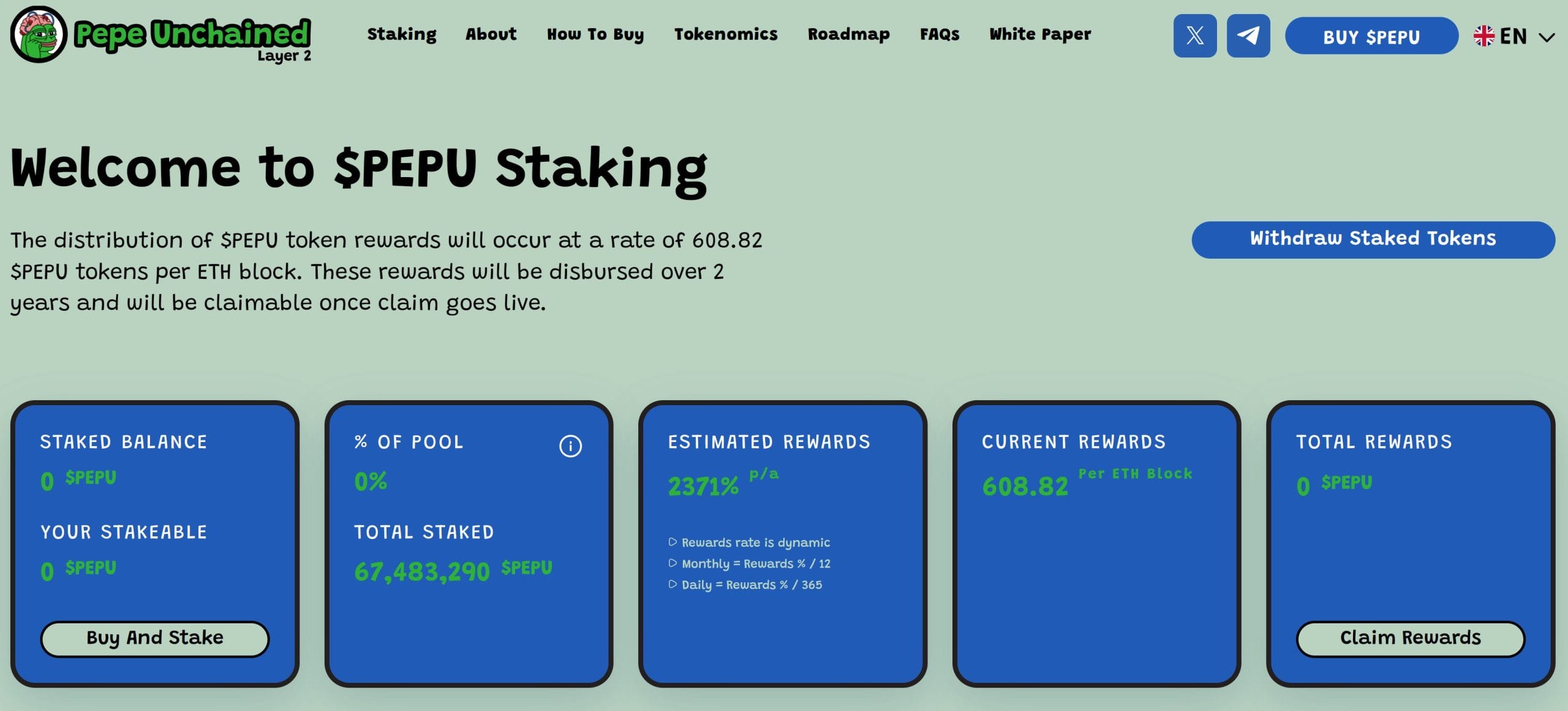 New $0.008 crypto PEPU has a whopping staking yield right now.