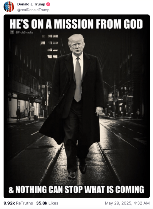 Pepe Trump Social'da paylaştı.